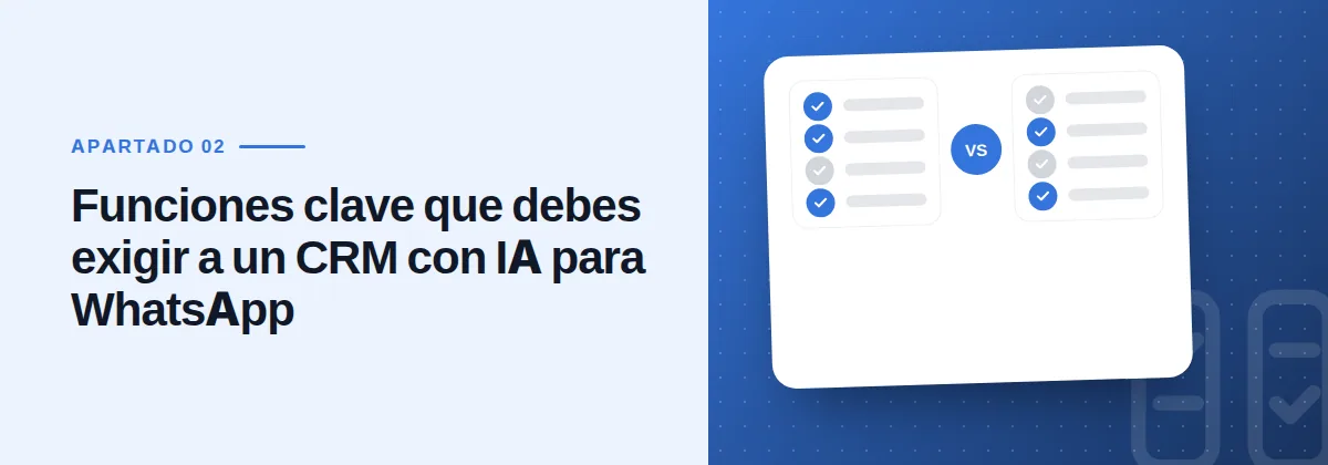 Funciones clave que debes exigir a un CRM con IA para WhatsApp