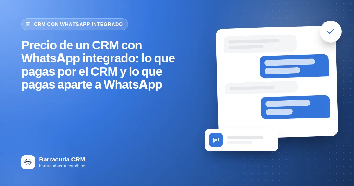 Precio de un CRM con WhatsApp integrado: lo que pagas por el CRM y lo que pagas aparte a WhatsApp